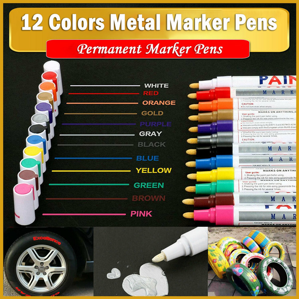 12 Vibrant Colour Acrylic Paint Marker Pens Permanent Art Rock Metal Glass  Pebble Waterproof 1PC