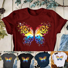 butterfly, fashion women, Short Sleeve T-Shirt, Ladies Fashion