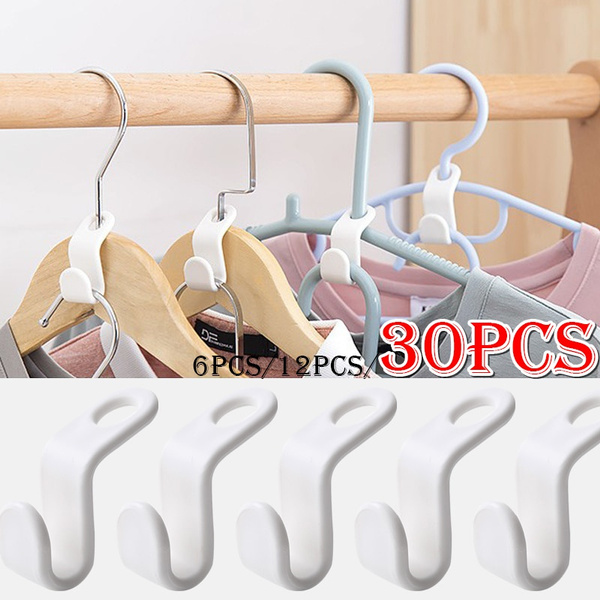 30PCS Multi-function Wardrobe Space-saving Hanger Hooks for Hanger Wardrobe  Closet Organizer Connect Hooks Rails Storage Hook Clothes  Organzier(6pcs/12pcs/30pcs)