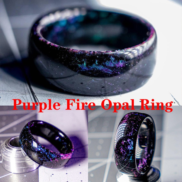 Exquisite Fashion Purple Fire Opal Ring and Rainbow Fire Opal Ring