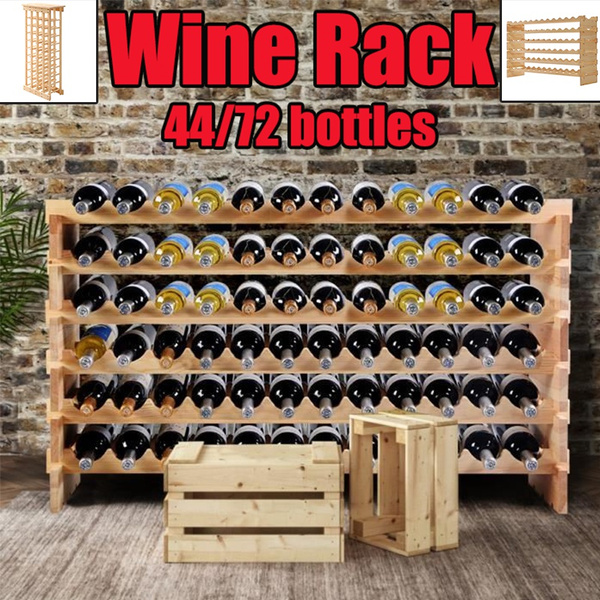 Home Kitchen Wood Wine Bottle Rack Holder Storage Display Shelves for 44 Bottles