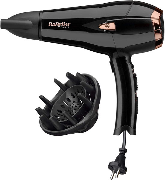 BaByliss D373E Retractable Hair Dryer, Ionic, DC 2000W Power Motor, 2  Speeds, 3 Temperatures, Includes Nozzle and Diffuser, Retractable Cord,  Black, Light Weight 535 grams | Wish