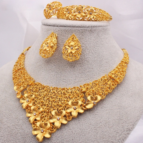 Gold color Jewelry sets for women African bridal wedding gifts party N –  Chilazexpress Ltd