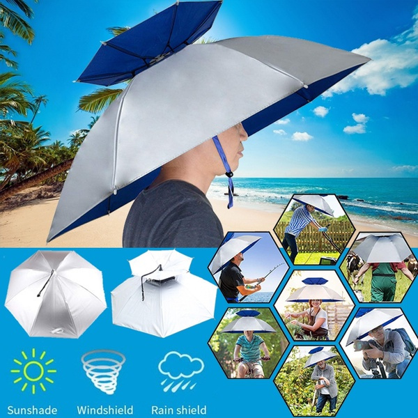 Portable Fishing Umbrella Hat Outdoor Large Double Layer Fishing