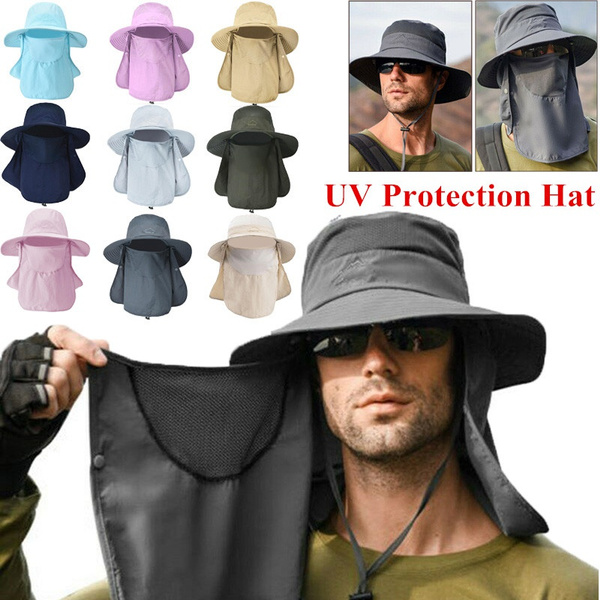 Outdoor UV Protection Sun Hat Neck Face Flap Wide Brim Cap Fishing Hiking  Hats