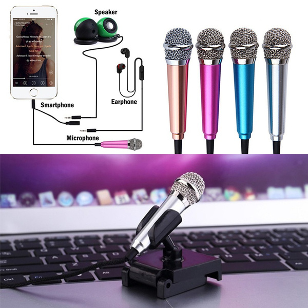  Wootrip [2PCS] Mini Karaoke Microphone, Mini Voice Recording  Microphone Portable Karaoke Mic for Singing, Recording, Voice  Recording(Black/Blue) : Musical Instruments