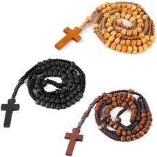 rosary, Joyería de pavo reales, Cross Pendant, Wooden