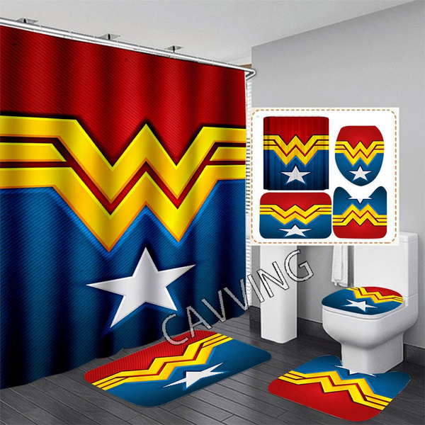 Bathroom Shower Curtain Non-Slip Carpets 3D Printing Toilet Cover Mat 