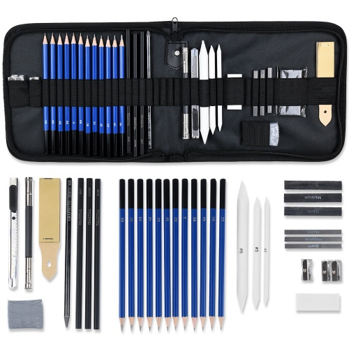 Lartique 32-Piece Drawing Set - Sketching, Graphite and Charcoal ...