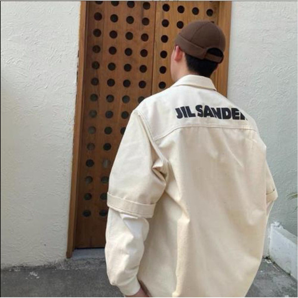 2022 Limited Edition (Exquisite Quality) JIL SANDER Fashion Minimalist  Loose Denim Workwear Shirt Beige Canvas Jacket Men and Women M-XXL