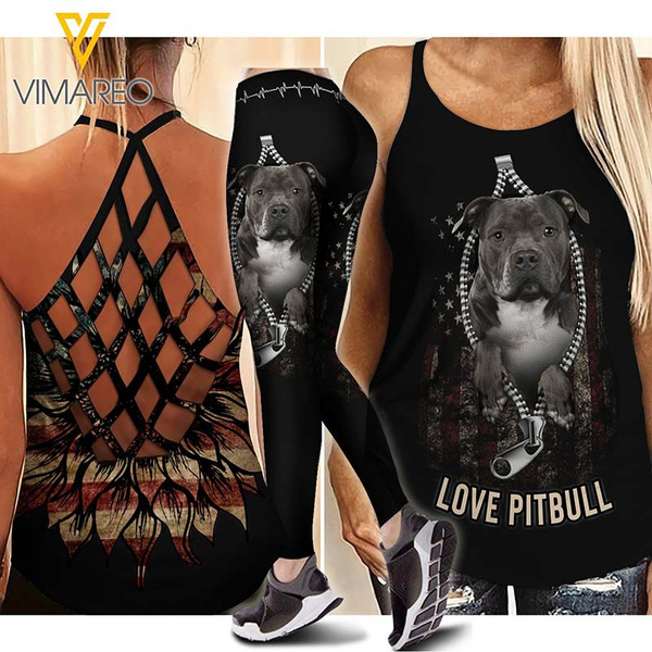 Stop Staring My Pitbull Combo Leggings And Hollow Tank Top