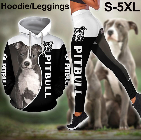 2021 Fashion Pitbull Combo Hoodie and Legging Outfit for Women