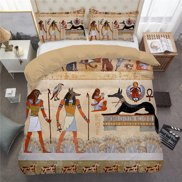 Egyptian Pharaoh Bedding Set Egyptian Culture Bedspread Cover Exotic