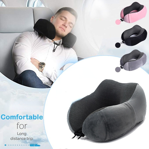 1 2PCS Car U Shaped Memory Foam Neck Pillows Airplane Pillow Soft Slow Rebound Space Travel Pillow Solid Neck Cervical Healthcare Bedding Wish