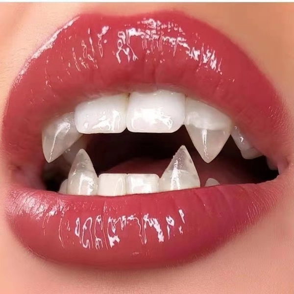 1pair Cosplay Tooth Dentures Props DIY Resin Halloween Costume