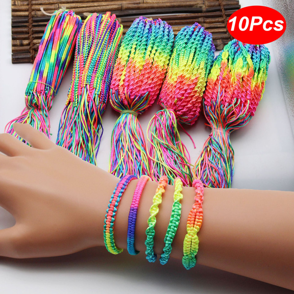 10Pcs /Set New Rainbow Color Mix Braid Friendship Bracelets for Women ...