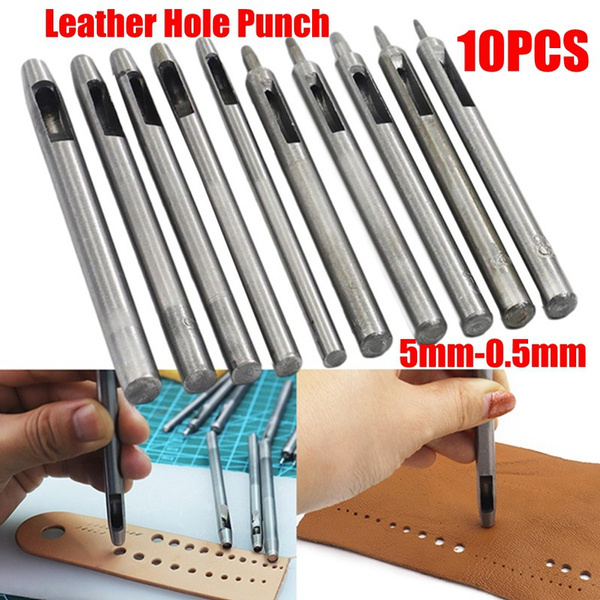 10pcs 5-0.5mm DIY Leather Hole Punch Hollow Punch Set Round Steel