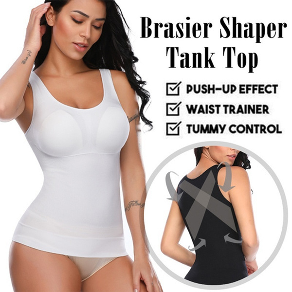 Women Long Length Shapewear Camisole Built in Bra Abdomen Control Slimming  Tank