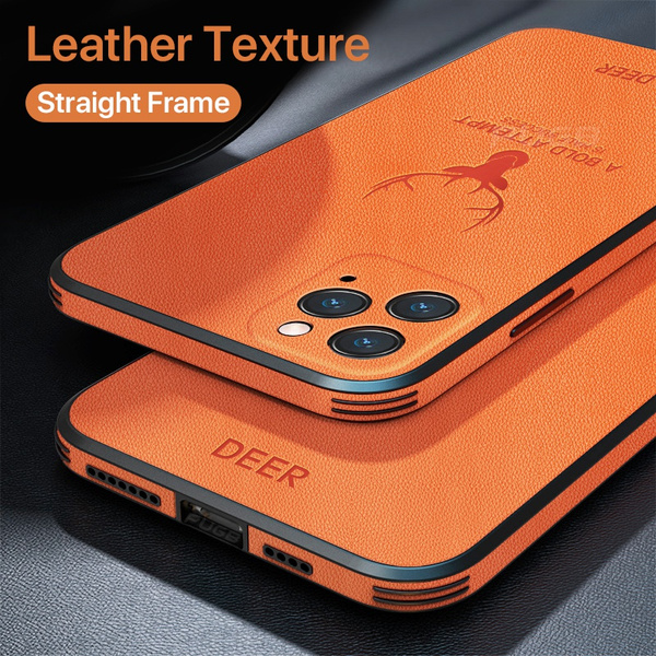 Luxury Leather Texture Square Frame Case on for iPhone 14 13 12 11