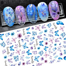 butterfly, Uñas, nail decals, Flowers