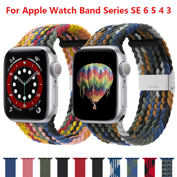 Adjustable Braided Solo Loop Nylon fabric Strap For Apple Watch band 44mm 40mm 38mm 42mm Elastic Bracelet for apple Watch Series 6 SE 5 4 3 smart