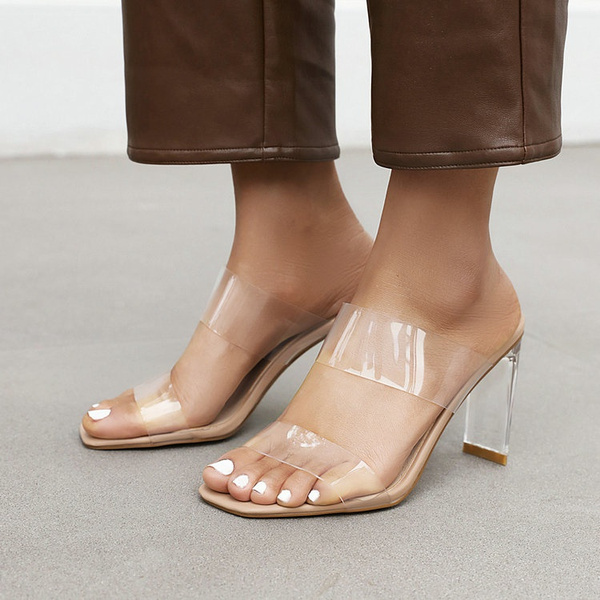 transparent high heels slippers