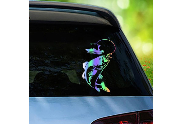 1PC Funny Fishing Car Stickers 12.3x17.1CM Fishing Fisherman Hobbies  Removable Fish Vinyl Decal For Car Motorcycle Boat