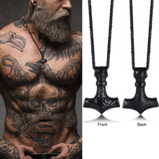 Steel, Punk jewelry, thorhammer, hammernecklace