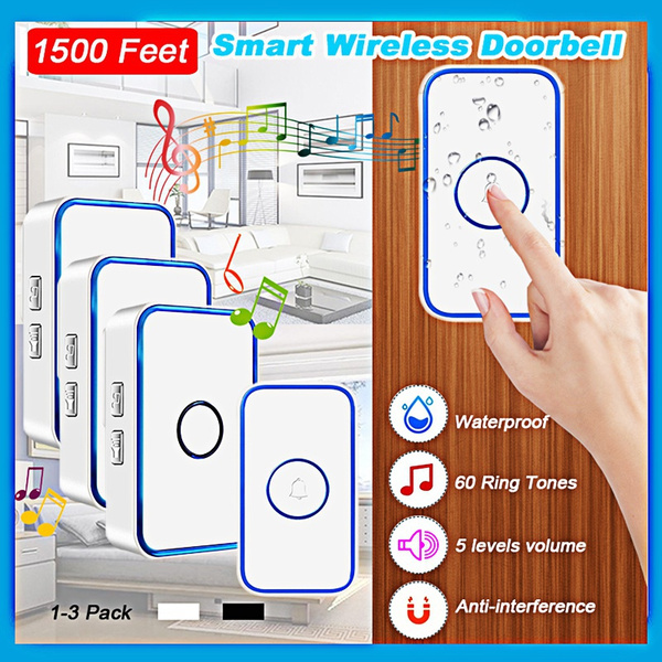 Black Wireless Doorbell 300M IP55 Waterproof Electronic Door Bell With Plug In Receiver For Home 55 Melodies Led 84487798 - View #8