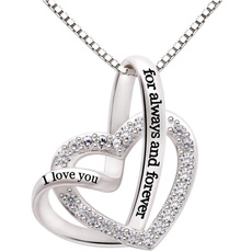 Cubic Zirconia, Heart, Chain Necklace, Love