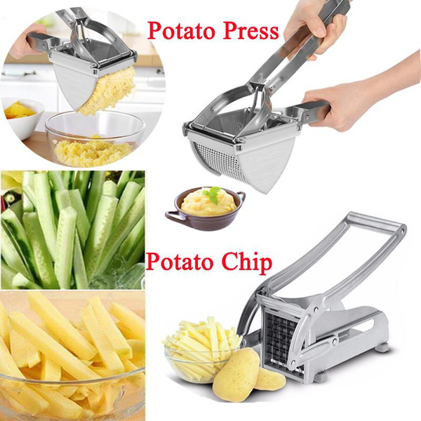Stainless Steel Potato Chipper Chip Cutter Fruit Meat Press Chopper Chopper  Maker Helper Kitchen