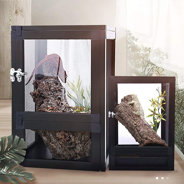 Black Reptile Enclosure Terrarium Climbing Pet Breeding Cage Mesh ...