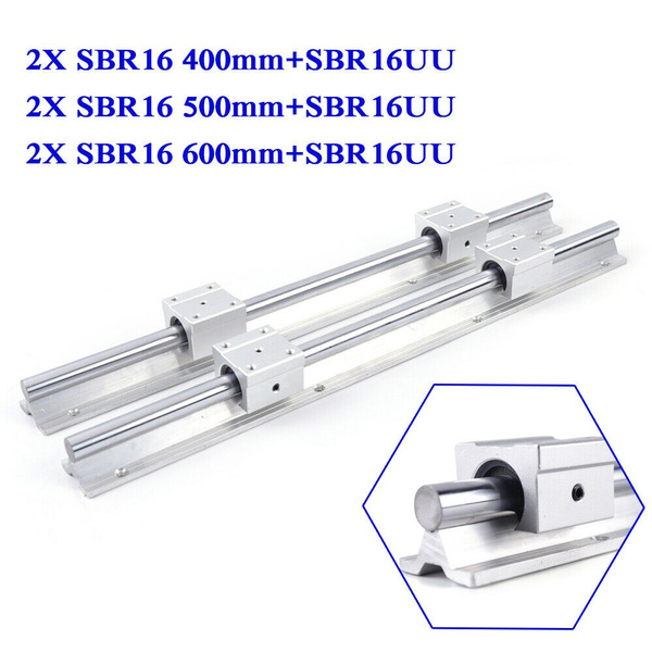2Pcs SBR16 L400600mm Linear Rail Slide Guide Rod + 4Pcs SBR16UU