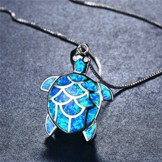 Turtle, Blues, Chain Necklace, Fashion