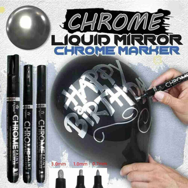 Smooth Silver Art Scratch Repair Mirror Chrome Marker Metallic Effect Graffiti Sign Pen Wish Smooth Silver Art Scratch Repair Mirror, Mirror Repair Paint Pen