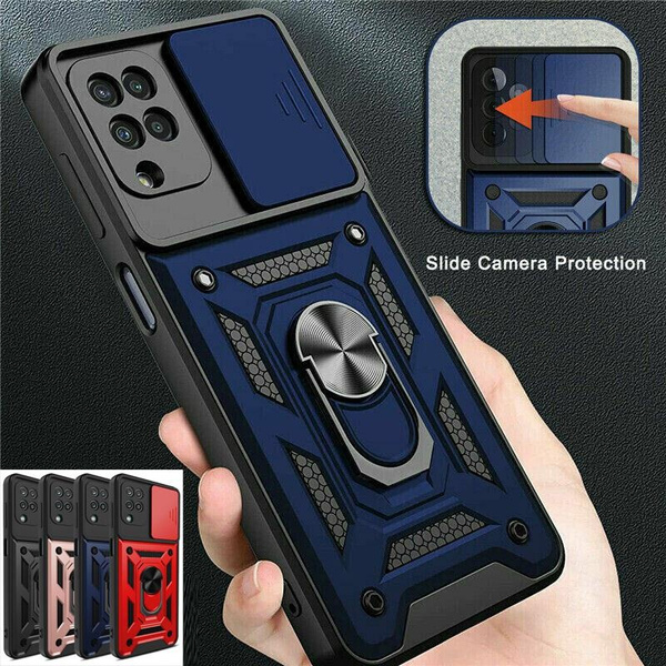 Slide Window Lens Protection Phone Case For Samsung Galaxy A12 A31 A51 A71  A32 A42 A52 A82 A02S A10s A20s A20 A30 S20 Fe Note20 Ultra 5G Shockproof  Magnetic Ring Holder Stand