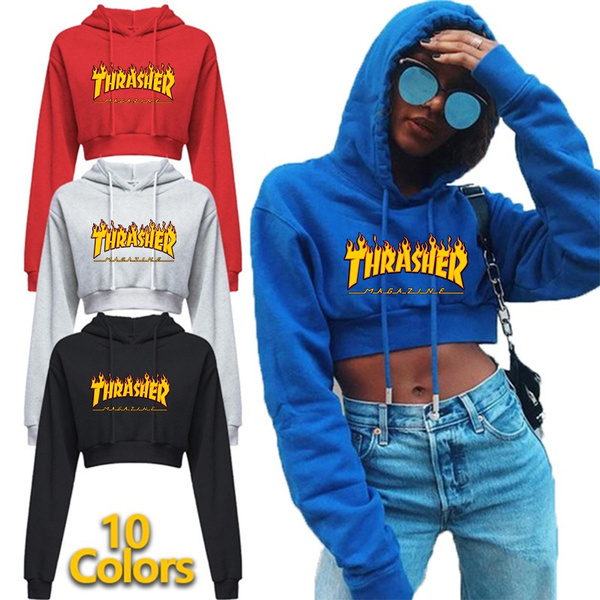 Long sleeve discount hoodie crop top