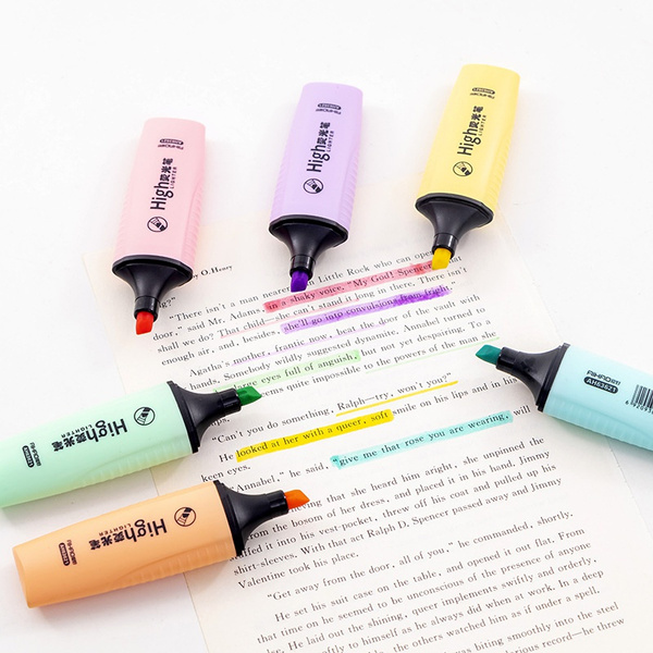 5 Colour Cartoon Fluorescent Scribble Pen Highlighter Set For Girls Or Boy  School Office Graffiti Markers Stationary Supplies