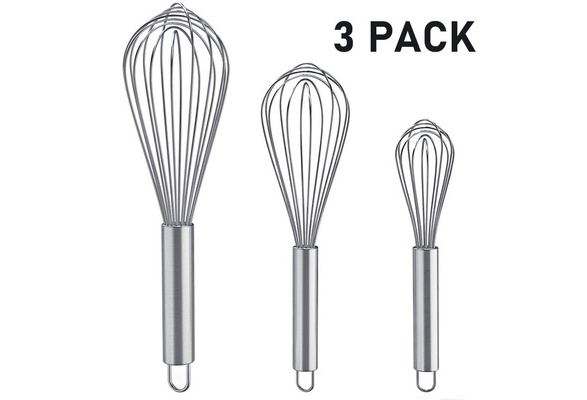 US$ 20.99 - 3 Pack Stainless Steel Whisks 8 +10 +12 Inches , Wire Whisk Set  Kitchen whisks(Gold) - m.