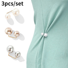 3Pcs/set Women Fashion Tightening Waistband Pin Double Pearl Brooches Metal Lapel Pin Brooch Pins Sweater Shirt Cardigan Brooch Accessories