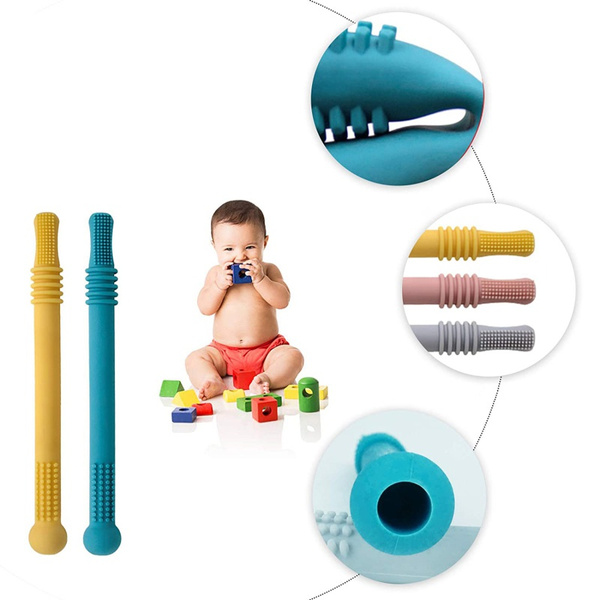New Baby Teether Silicone Hollow Teething Tube Baby Teething Toy Children's  Anti-eating Hand Molar Stick | Wish