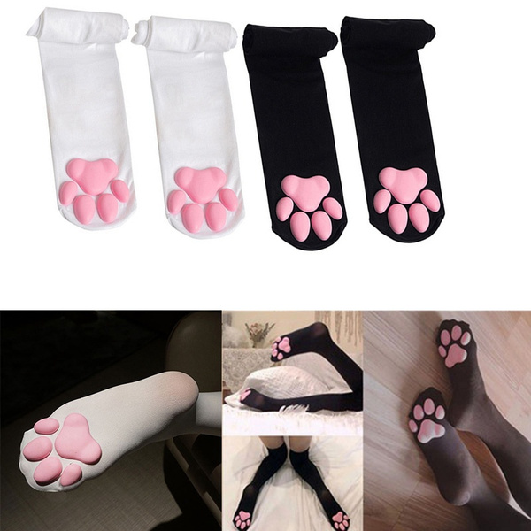 New Cat Paw Socks For Women Girls Kawaii 3D Cat Claw Toe Cute Gift Lolita  Cat Paw Pad Thigh High Socks