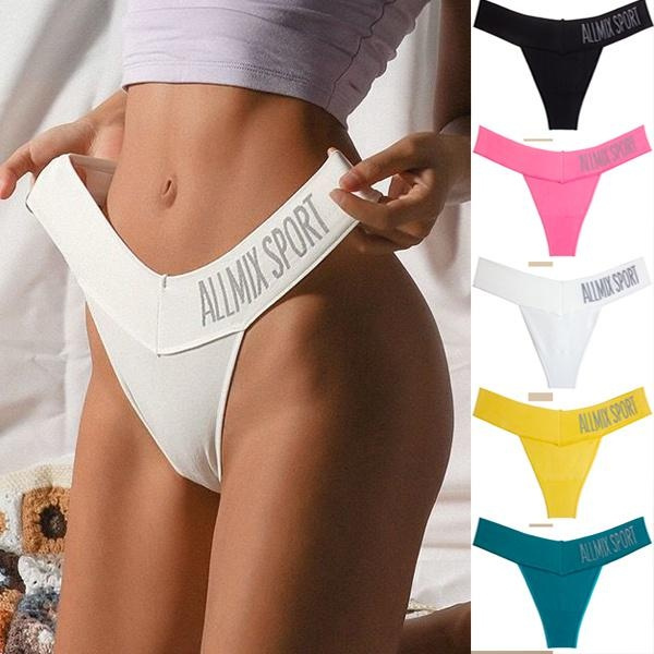 Letter Printed Sport Fitness Sexy Panties Underwear Female Workout Thongs  Low Waist G-String Panty Lady Lingerie Underwear