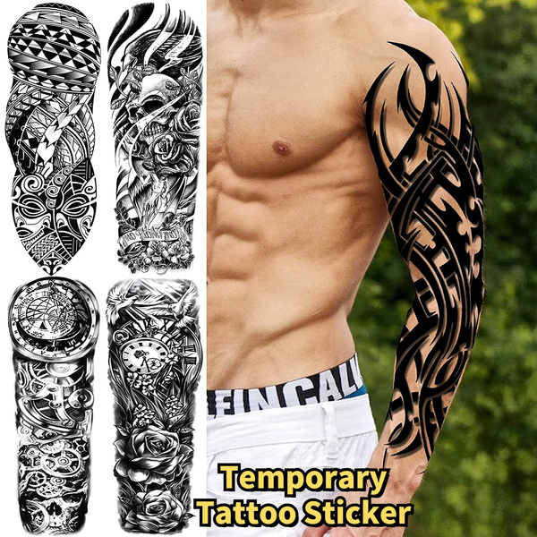 Full Arm Temporary Tattoo Stickers Temporary Sleeve Tattoo For Adults  Military Large Temporary Tattoos For Women Girls Tribal Maori | Wish