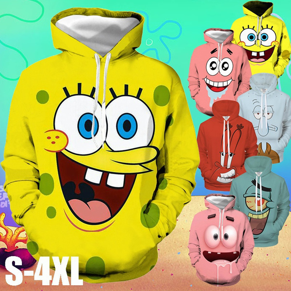 Funny Hoodie SpongeBob Hoodie Cartoon Spongebob 3D Hoodies Casual Hoodie Long Sleeve Cool 3D Printed Sweatshirt Tops S 4XL