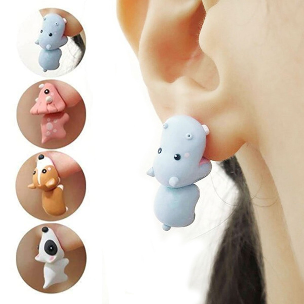3D Clay Animal Bite Earring Polymer Clay Studs Elegant Women Gift Handmade  Fashion Jewelry Stud Earrings Cute 3D Animal Bite Earring Clay Earrings |  Wish