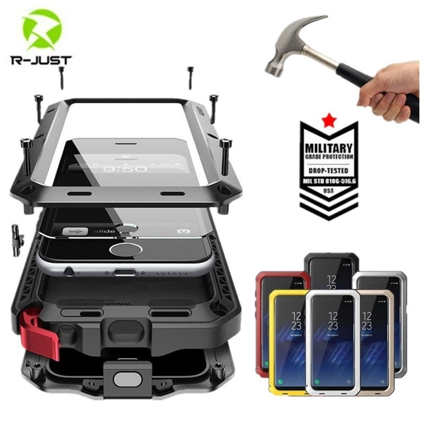 R-JUST For Apple iPhone X Xr Xs Max Aluminum Metal Armor Case Shockproof  Cover