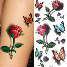 butterfly, tattoo, art, Flowers