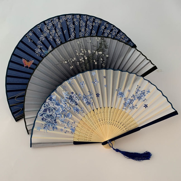 Chinese Flower Silk Lace Folding Hand Held Fan Wedding/Dancing Party Crafts 