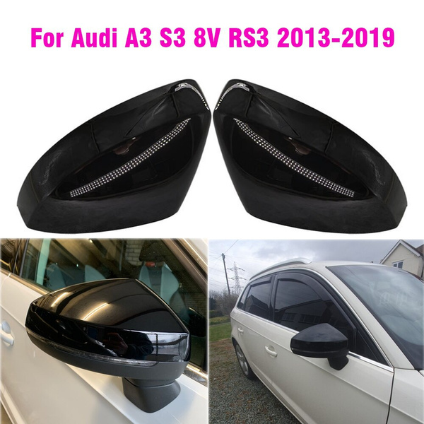 For Audi A3 S3 8V RS3 2013 2014 2015 2016 2017 2018 2019 2020 Rear View  Mirror Case Cover Carbon Fiber Pattern Black Cover